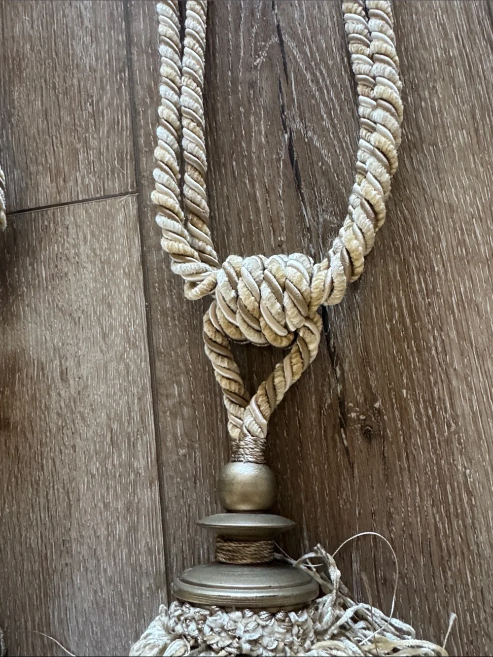 Neutral Beige Curtain Tiebacks with Tassels